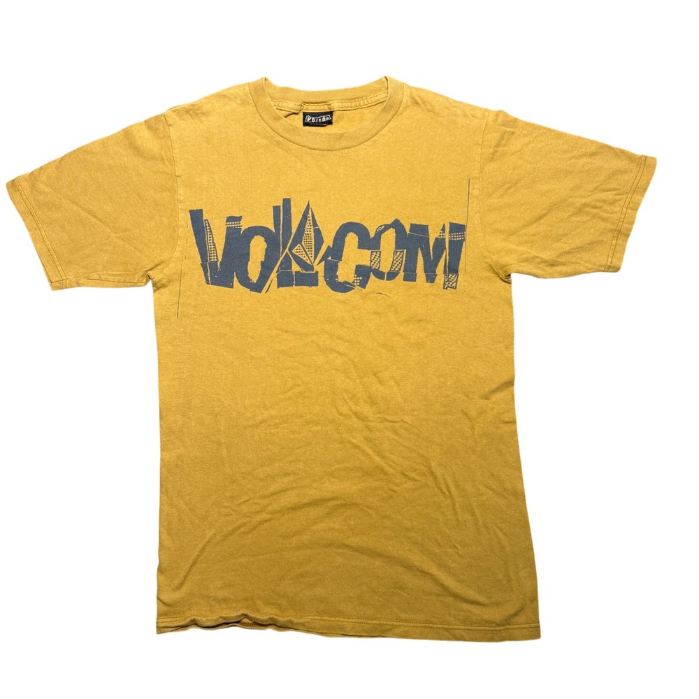 Vintage Y2K Volcom Stone Mustard Yellow Logo T-Shirt Cotton S